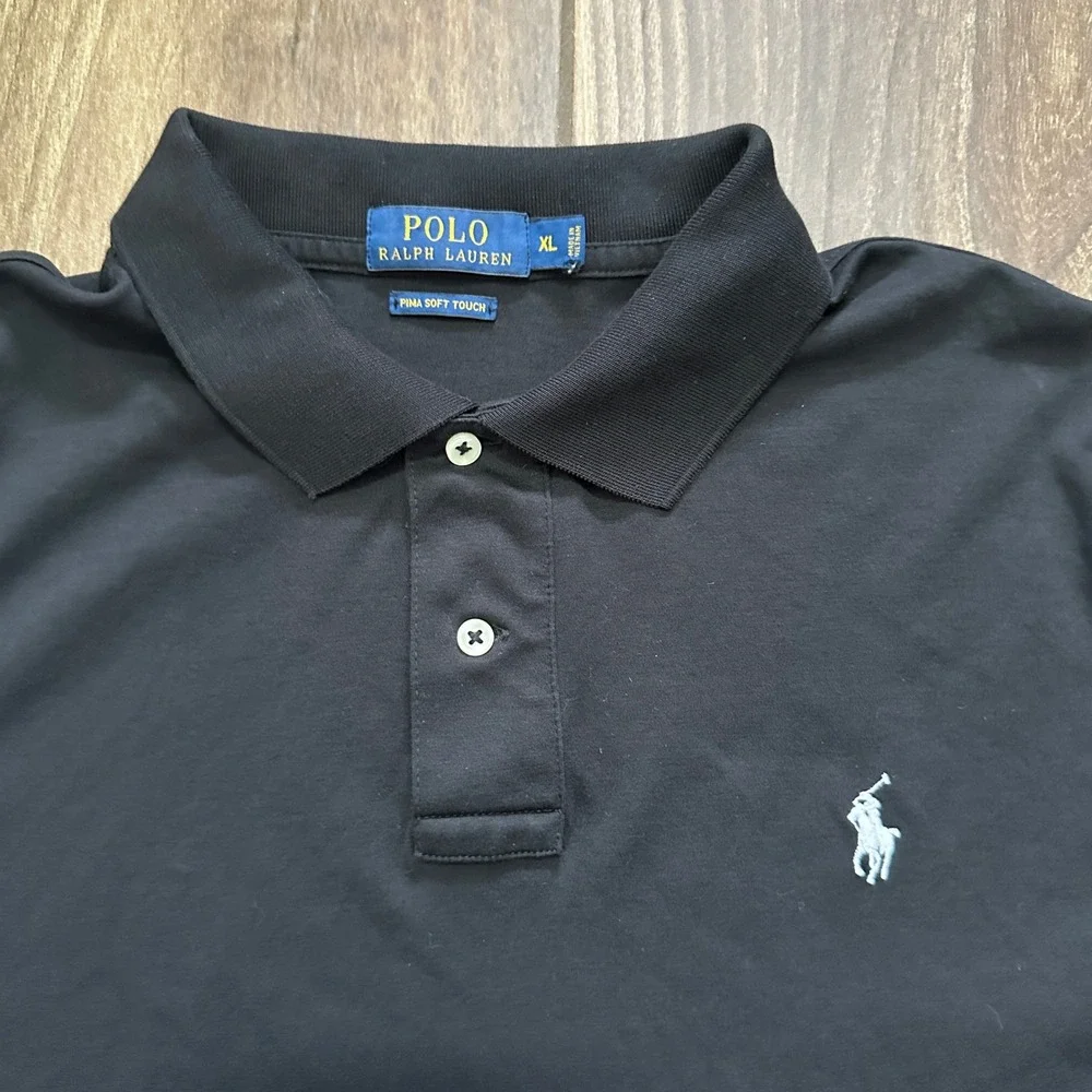 Polo Ralph Lauren Men XL Black Pima Soft Touch Cotton Short Sleeve Polo Shirt